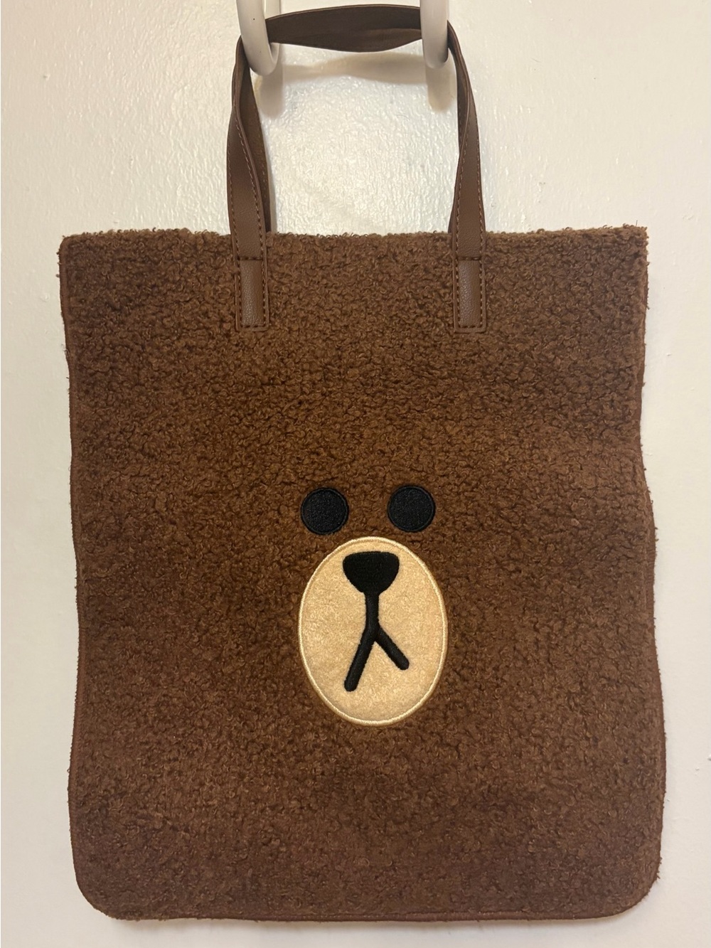 NWOT LINE FRIENDS Plush Brown Teddy Bear Boucle Mini Tote Bag